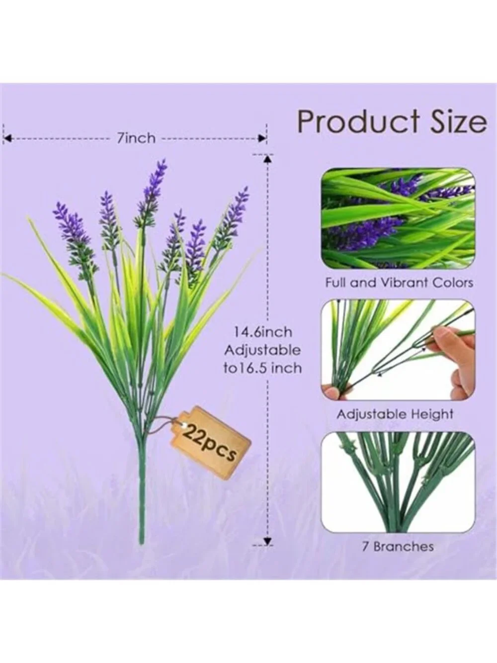 Artificial Lavender Flowers UV Resistant Faux Outdoor Plants Porch Decor Set